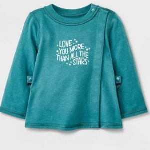 NEW! Baby Adaptive 'Love You More' Long Sleeve Snap T-Shirt - Cat & Jack Green